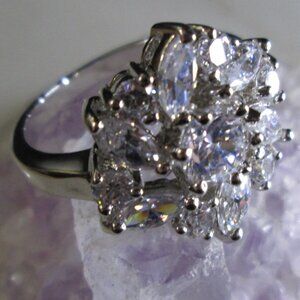 Flower Cubic Zirconia Cocktail Ring